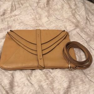 Light brown leather crossbody/clutch